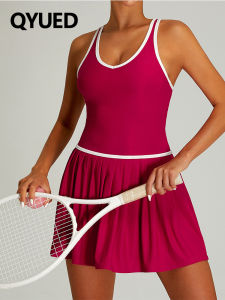 Colorblock V-Neck Quick Dry Anti-Exposure Sports Dress