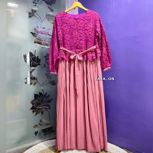 BANGKOK MELINDA DRESS GAMIS BRUKAT PLISKET IMPORT FLARE MEWAH