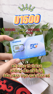 ( VUA SIM GIÁ RẺ) Sim Vina 5G Gói U1500 Tặng 500GB /tháng DATA Truy Cập Mạng Không Giói Hạn Data Theo Ngày - Chuyên Dùng Cho Thiết Bị Phát Wifi . FREESHIP - CHƯA KÍCH HOẠT.