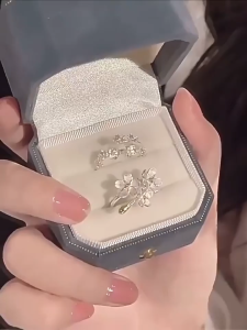 Delicate Flower Opening Rings Adjustable Elegant Fairy Rings for Women Friendship Ring Birthday Engagement Gift Fashion Jewelry Accessories