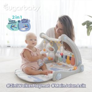 Sugar Baby 2in1 Baby Walker & Playmat Piano Alat Belajar Jalan Bayi Roda Dengan Mainan Edukasi Anak