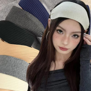 ที่คาดผมผ้าฝ้ายถักแบบกว้างสไตล์เกาหลีสำหรับผู้หญิงหญิงสาววินเทจสีทึบผ้าโพกหัวกันลื่นอุปกรณ์เสริมของศีรษะผ้าโพกศรีษะ