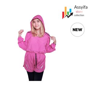 Outfit olahraga  wanita Casual jaket dan celana pendek  sporty .jaket croptopp + celana kekinian import murah mudah menyerap keringat