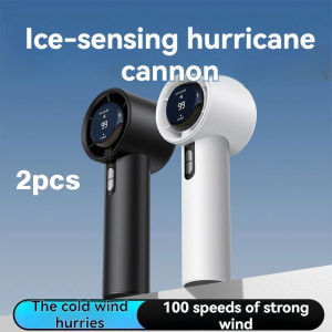 2pcs USB Rechargeable Handheld Fan - 100-Speed Turbo Cooling with LED Portable Mini Fan for Outdoor Camping & Office