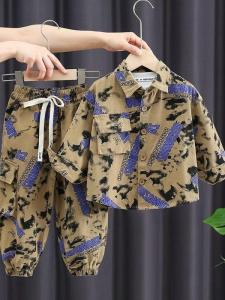 ชุดแฟชั่นฤดูใบไม้ร่วงสำหรับเด็กชาย ชุดสองชิ้น ขนกระต่าย แขนยาว ฤดูใบไม้ร่วง 2025 ชุดแฟชั่นสำหรับเด็กชาย