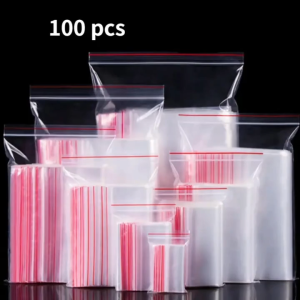 【Fast Delivery】100Pcs Clear PE Plastic Bag Thickened Zipper Sealing Bags Resealable Bag Quick Seal for Food Candy Jewelry Packing