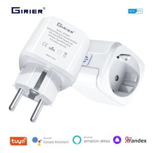 GIRIER Tuya สมาร์ทปลั๊ก WiFi SOCKET Outlet EU 20A 4200W การตรวจสอบพลังงานฟังก์ชั่นจับเวลาอะแดปเตอร์ทํางานร่วมกับ Alexa เฮ้ Google Alice