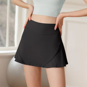 Womens Sporty Short Skirt Yoga Tennis Skort Breathable Quick Dry Anti-Light Running Half-length Skirt Fitness Yoga Apparel
