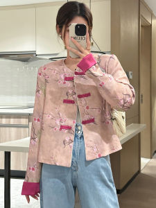 Retro Chinese Style Womens Jacket Spring 2025 Fashion Small Size Tang Costume Top Button Splicing Short Outerwear