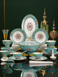 mornenjoy | Elegant High-Grade Dinnerware Set Enamel Porcelain