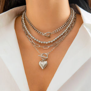 4 Cái/bộ Punk Vàng Trái Tim Vòng Đeo Cổ Cho Nữ Hợp Thời Trang OT Khóa Đính Hạt Choker Y2K Phụ Kiện Trang Sức Dây Xích Thời Trang