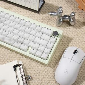 113 Key White Jelly Crystal Keycaps Double Shot MDA Profile Keycaps Top Engraved Font Shine Through for MX Mechanical Keyboard