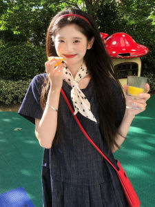 GUANSHU | French Retro Short Sleeve Loose Fitting Slimming Dress