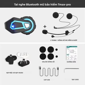Freedconn T Max Pro Tai Nghe Gắn Mũ Bảo Hiểm Xe Máy Bluetooth 5.0 Intercom 6 Người Lái 1200M FM Motor Interphone Communicator Kèm Tai Nghe