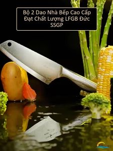 [Hàng Chính Hãng] Bộ 2 Dao Bếp Thép Đức SSGP Gồm Dao Thái và Dao Chặt Xương Siêu Bén Dòng Chuyên Nghiệp 50Cr15MoV