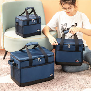 กล่องเก็บอาหารขนาดใหญ่แบบพับได้หนาพร้อมซิปสำหรับใช้กลางแจ้ง ถุงเย็น ถุงขนส่งอาหารแบบทนทานต่อการซึมของน้ำ