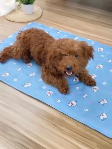 Lovinland Hot Summer Pet Ice Sleeping Pad For Cats Dogs Waterproof Pad for Heatstroke Prevention and Cool Sofa Cartoon Cooling Pad Gel Breathable Anti dirty Pad Foldable and Washable