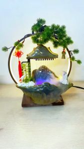 Thác Nước Phong Thuỷ Tiểu Cảnh Trầm Hương Ngư Ông An Nhàn Thiền An Shop Decor Không Gian Sống.