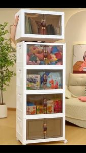 Salvo ตู้เก็บของ กล่องเก็บของพับได้ กล่องอเนกประสงค์ 70cm 5 ชั้น วางซ้อนได้สูง กล่องเก็บของมีล้อ พลาสติกหนา กล่องใส่เสื้อผ้า