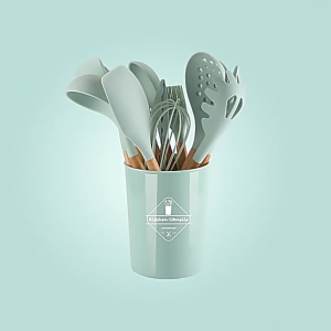 MEEVIDA 12pcs Kitchen Utensils Silicone Kitchenware Non Stick Cooking Sets Food Grade Baking Tools High Temperature Resistant