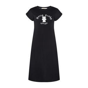 Fashion Print Round Collar Short Sleeve Cotton Dress