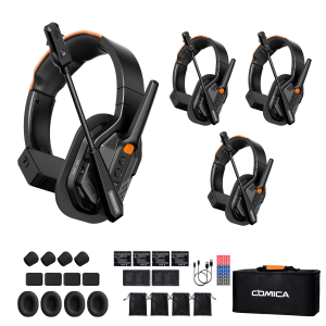 COMICA Seekcom S1 5-Person Professional Wireless Intercom Headset System Head-Mounted Integrated Call Full-Duplex 500 Meters for TV Film Shooting Stage Pertormance Racecourse Competition Events