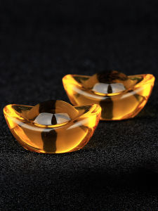 Yellow Crystal Wealth Bowl Ornaments Living Room Decorative Accessories Glass Lacquer Small Gold Yuanbao Home Decoration