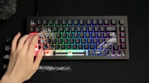 Fantasy T Mall High Quality 129 Keys Ukiyo E Blue Cherry Profile Keycap Set Premium PBT Dye Sublimation Japanese Wave Theme Mechanical Keyboard Keycaps for Custom Gaming Set Blue