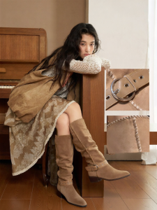 Josiny | Elegant Western Long Boot and Short Boot for Women Rough Heel Design