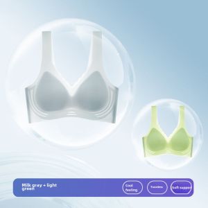 Summer Thin Ice Silk Seamless Intimates Bra Natural-looking Breast Holding Plaid Beauty Back Heat Shaped Breathable plus Size