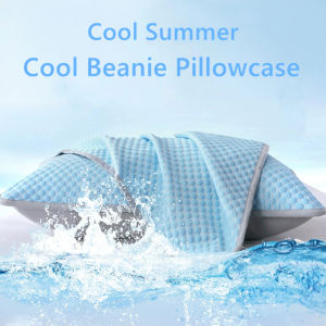 Summer Cooling Pillowcase Solid Color Ice Bean Bean Pillowcase Cool Feeling Air Conditioning Cover Washable  (No Pillow) 45x67cm