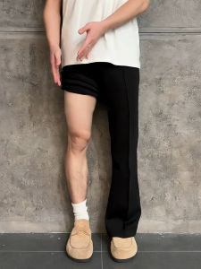 กางเกงสูททรงตรงเอวกลางทรงหลวมสไตล์อเมริกันสำหรับผู้ชาย กางเกงขายาวทรงตรงสีดำ กางเกงขายาวทรงตรงทรงหลวมสำหรับใส่ไปทำงาน