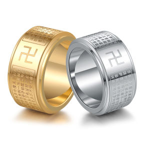 แหวนนำโชคหัวใจสุตราแหวนคู่ไม่ซีดจางที่หมุนได้มีความสุขเพื่อรักษาความปลอดภัยและช่วยให้โชคดี