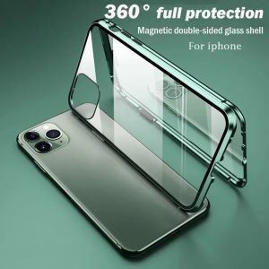 Cho iPhone 15 Pro Max 15 Cộng Với 14 13 12 Pro Max X XS 14 Cộng Với Trường Hợp khung kim loại hai mặt thủy tinh Giá đỡ hút từ tính ống kính máy ảnh Bảo Vệ Bìa Trong Kho