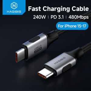 Hagibis | Hagibis USB C to USB C Cable USB Type C Charger Cord 240W PD3.1 Fast Charging Short for iPhone 15/16/17 Pro Laptops Tablet Car