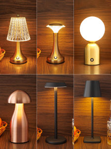 Retro Bar Table Lamp Rechargeable Outdoor Camping Desktop Ambience Light Small Night Lamp Fancy Atmosphere Light Quiet Bar Desk Lamp