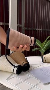 Mymeow 999 หมวกสานปีกกว้างเปิดหัว [รุ่นA021] - หมวกเที่ยวทะเล ปีกกว้างใส่สบายกันแดด