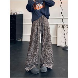 Quần Ống Rộng Họa Tiết Da Báo Dáng Rộng Thoải Mái Cho Nam Mùa Thu Đông Quần Dài Thường Ngày Cho Cặp Đôi