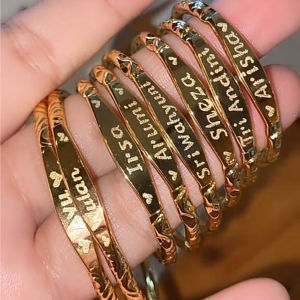 Gelang Ukir Nama Lapis Mas Berbahan Dasar Logam Koin Kuningan Asli