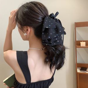 Bow Ribbon Hairclip Korean Fashion Elegant Hair Pin Women Hair Claw Clip Hair Accessories for Girls