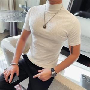 Áo Thun Nam Cổ Cao Tay Ngắn Thời Trang Mùa Thu in Họa Tiết Mềm Mại Ôm Vừa Vặn Co Giãn Đa Năng Ôm Vừa Vặn