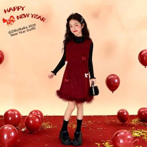 ZIRUIBABA | Red New Year Outfit Winter Dress Set