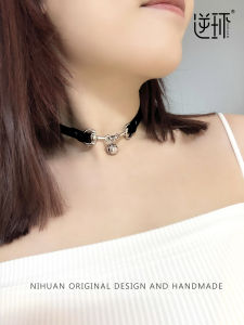 Original Design Choker Necklace for Women 925 Pure Silver Bell Pendant Leather Strap Luxury Sensation Clavicle Chain Fashion Jewelry