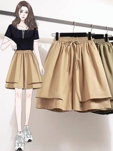 Ice Silk Quick Dry Wide Leg Shorts Women Summer Thin Loose Slim A-Line Casual Sports Pants Straight Five-Quarter Skirt Pants