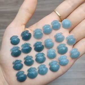 Q219 Charm túi tiền Lam Ngọc ko lỗ size 13x14mm ko kén mệnh - Phong Thuỷ TUDO P