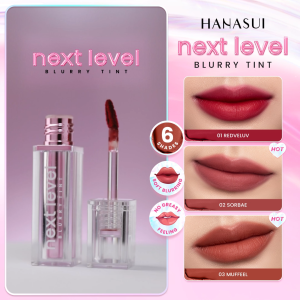 Hanasui Next Level Blurry Tint - Lip Tint Watery To Blur Lightweight Tahan Lama Velvet Finish Powdery Tint Blurring Effect Stain Lasting Up to 8 H
