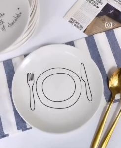 จานมินิมอล จานตัวอักษร พร้อมส่ง สีดำ 8 นิ้ว