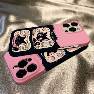 Cute Color Block Cat Design Phone Case Full Cover  17 pro Max 16 plus 16 pro Soft Cartoon Style Mobile Phone Protective Shell