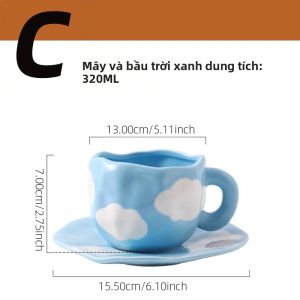Bộ Cốc Cà Phê Gốm Sứ Vẽ Hoa Thủ Công Kèm Đĩa Thân Thiện Với Môi Trường Có Tay Cầm Dùng Cho Nhà Văn Phòng Ăn Sáng Sữa Nước Ép Trà