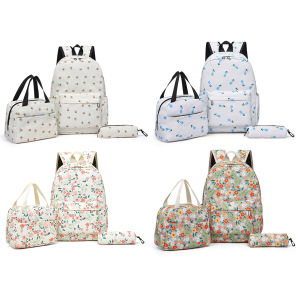MOJOYCE 3Pcs Floral Backpack Set Primary Students Backpack with Lunch Bag & Pen Case Bookbag Set Large Capacity for Boys Girls